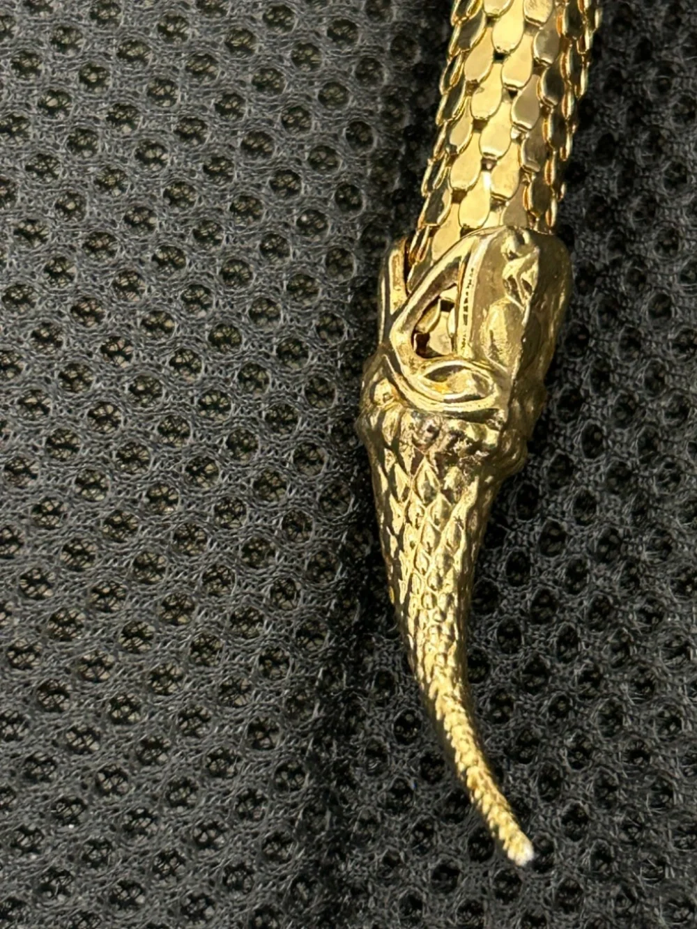 DL AULD Vintage Gold Mesh Snake Belt or Necklace - Blue Eyes c1970-80’s